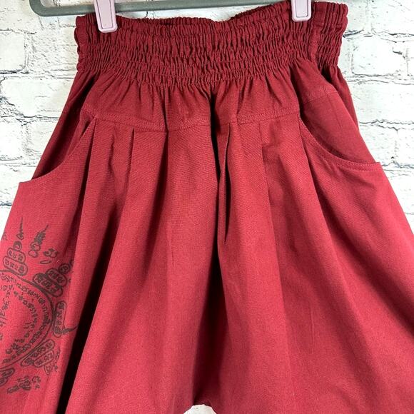 Wer bist du? Harem Pants with Patterned Cuffs Burgundy One Size - Picture 4 of 14